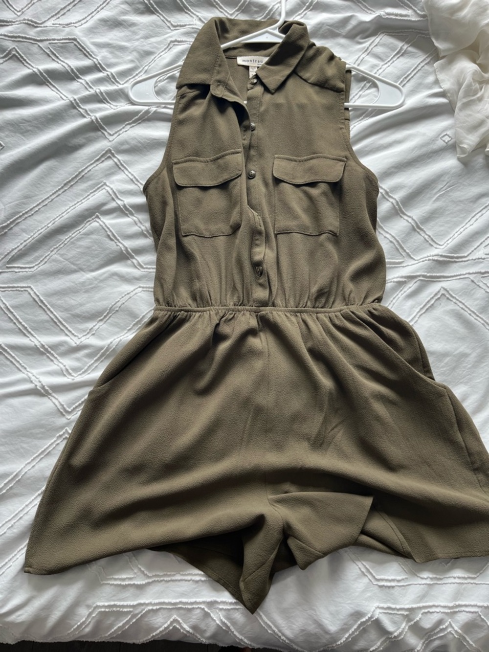 Sleeveless Olive Romper Dress